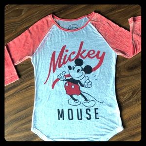 (BOGO!)Disney Mickey Mouse Raglan-Distressed Top